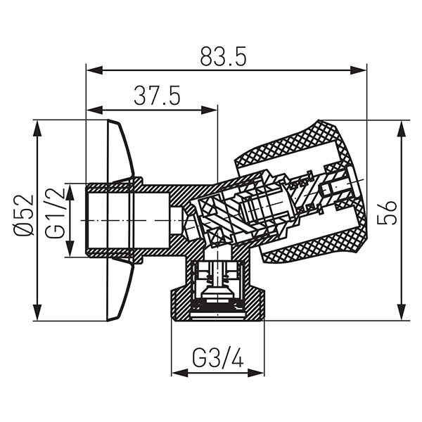 1/2” x 3/4” poppet valve with rosette