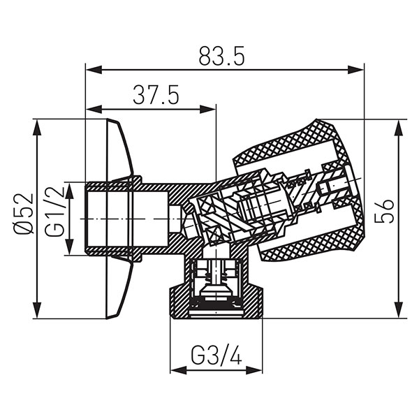 Kampinis ventilis 1/2"x3/4"