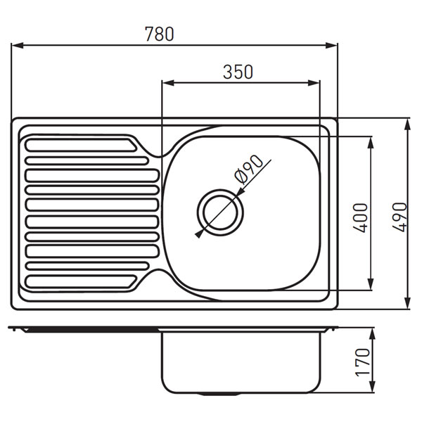 Single bowl sink 49x78 cm, canvas