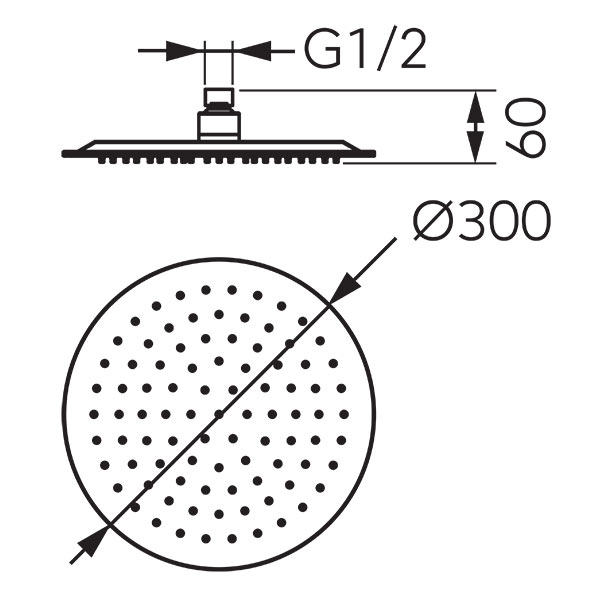 Slim - rain shower head 300, chrome