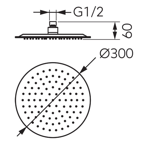 Slim - round-shaped rainfall shower plate 300