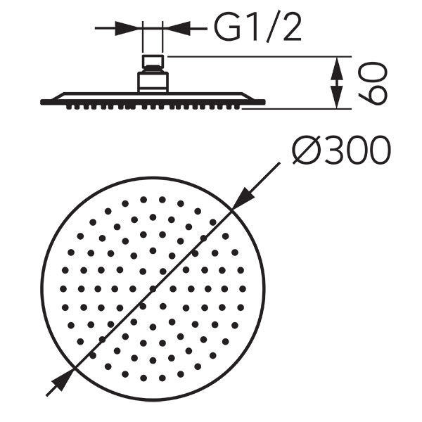 Slim Black - round-shaped rainfall shower plate 300