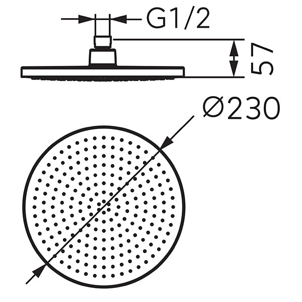 Nostris - rainfall shower head, round 230 mm, black