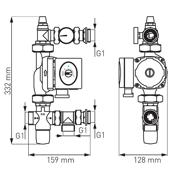 Смешивающая группа GM1F - с электронным насосом 25-4-130 GPAII