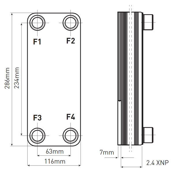 1” exchangers with insulation for systems with a thermo fireplace or solid fuel boiler