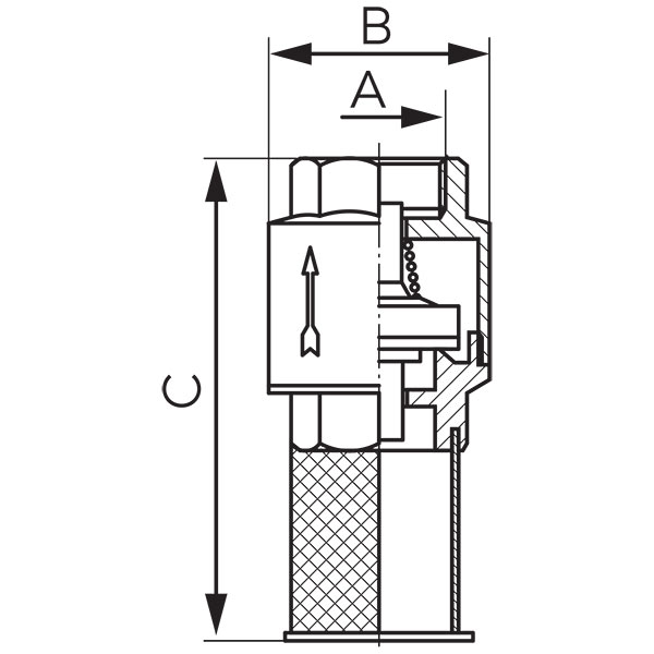 Check valve with suction basket