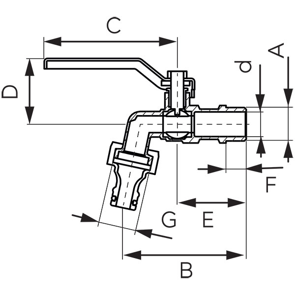 Ball bibcock with quick coupling hose connection