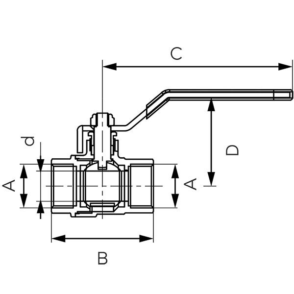 F-Comfort - Ball valve with lever handle, female-female