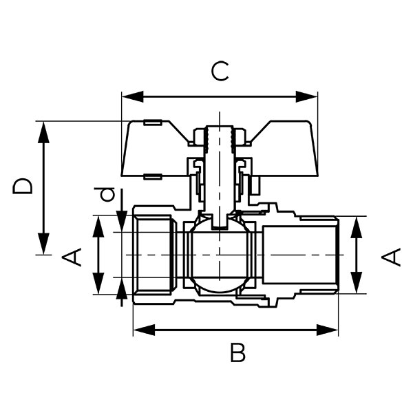 F-Comfort - Ball valve with butterfly, male-female