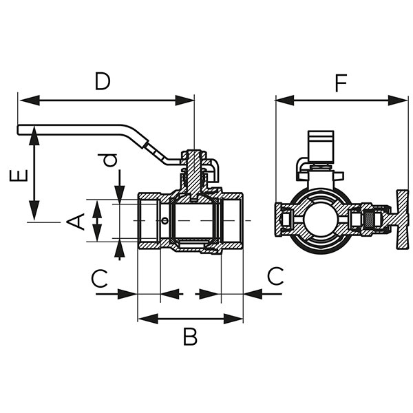 F-Power - ball valve with manual air-vent and plug