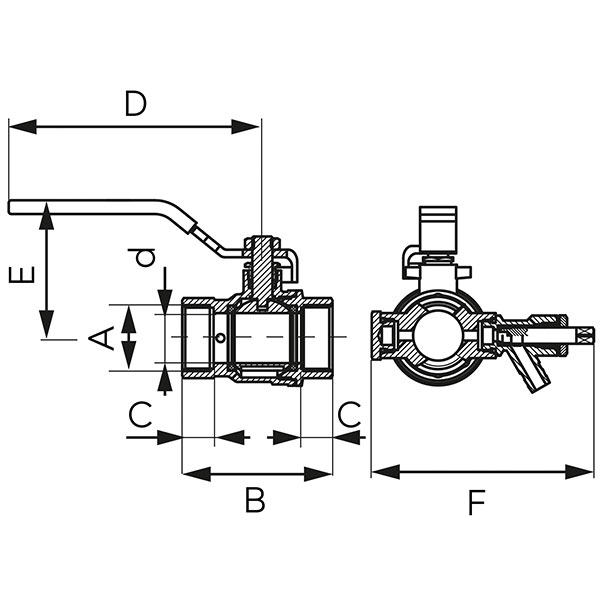 F-Power - ball valve with drain, manual air-vent and plug