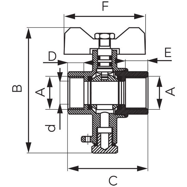 M10x1 ball valve for assembling temperature sensor