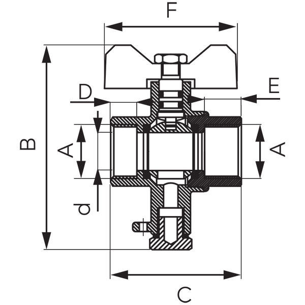 Ball valve with M10x1 connection for temperature sensor