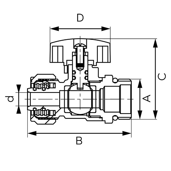 F-Comfort - Ball valve for 16x2 multilayer pipes, male