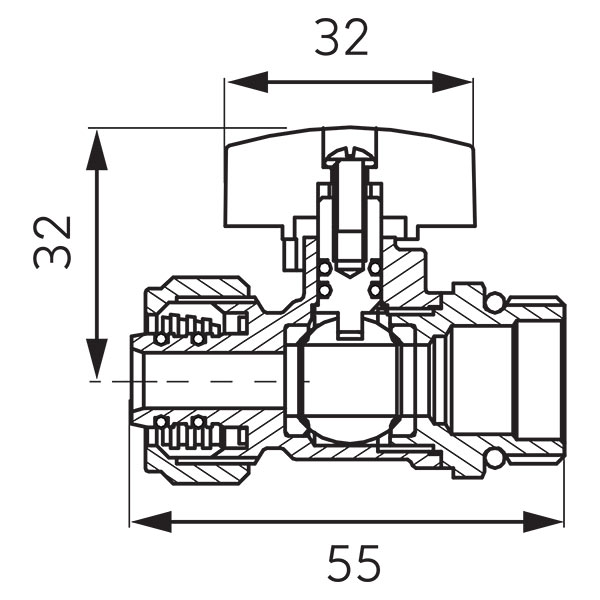 Ball valve for 16 x 2mm multilayer pipes