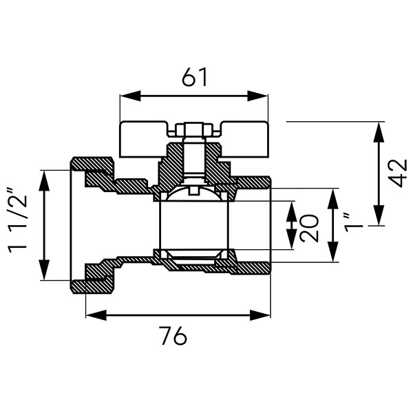 1” ball valve with 1 1/2” half union for pump