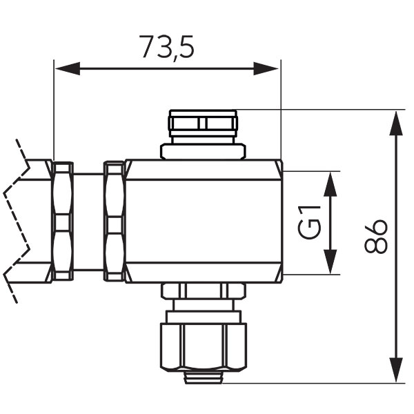 1" extension kit for the distributor, with shut-off valve
