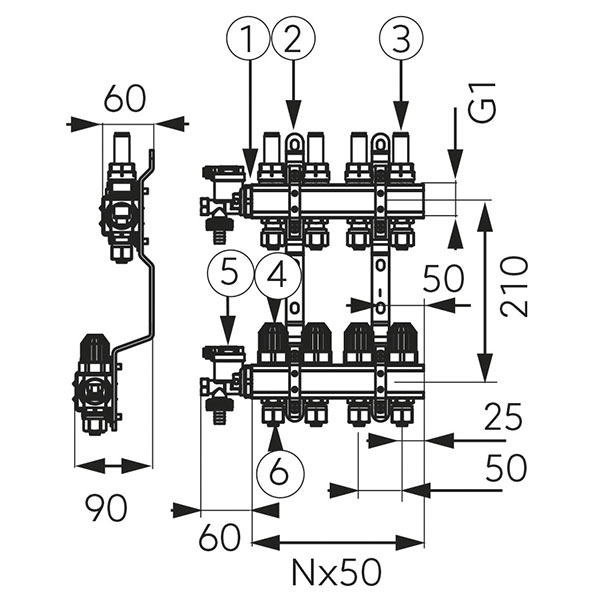 Distribuitor-colector tip N-RZP 1”