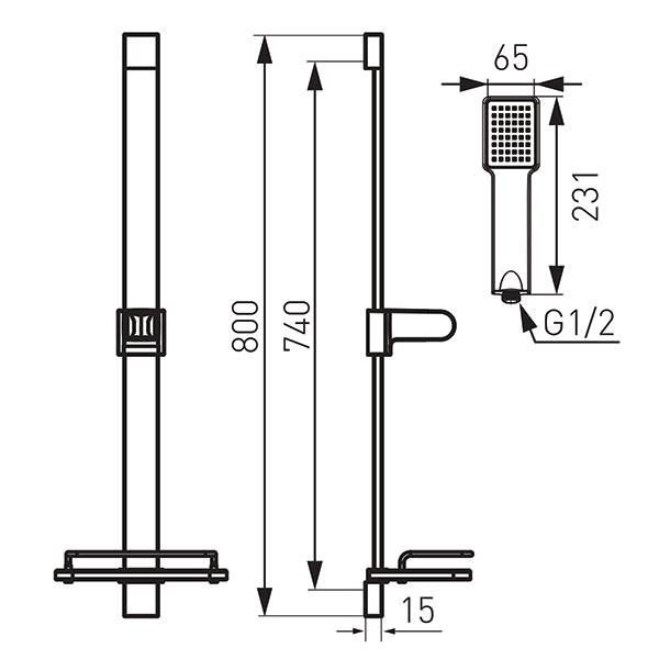 Quadro - sliding shower set, chrome