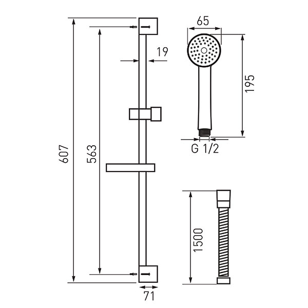 Simpla - sliding shower set