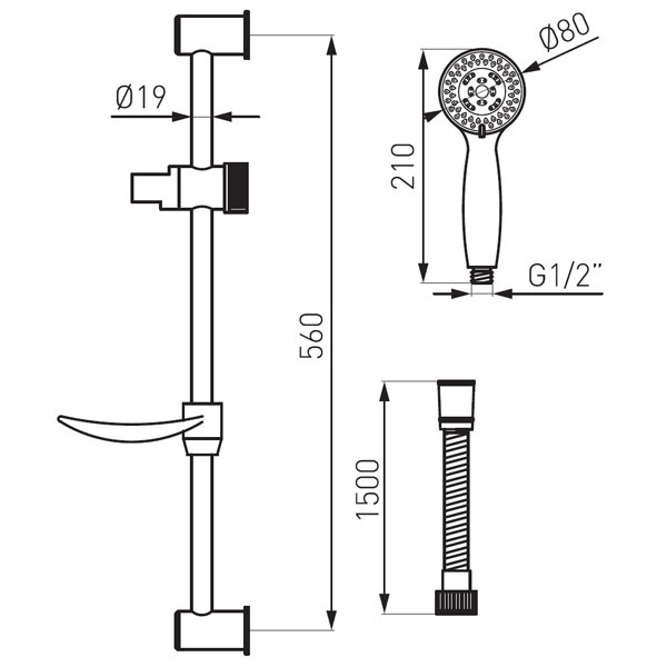 Evo - sliding shower set