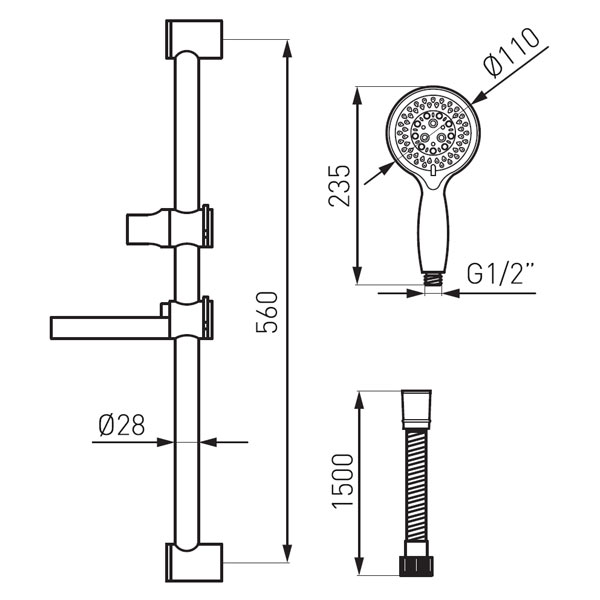 Emo - sliding shower set