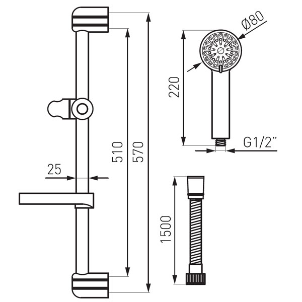 Ego - sliding shower set