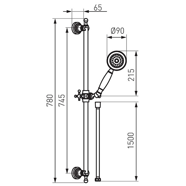 Retro - sliding shower set, chrome