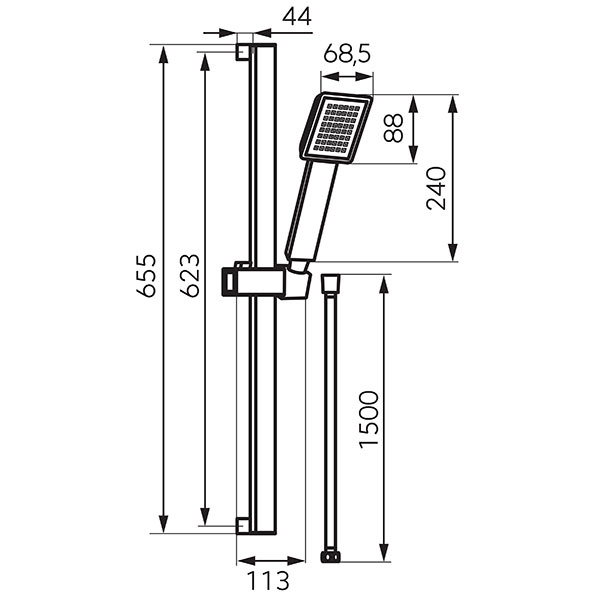 Sinus Black - sliding shower set