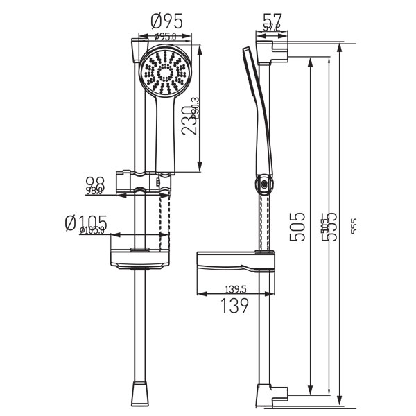 Bellis - sliding shower set