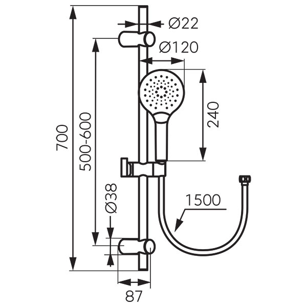 Mulo - Sliding shower set