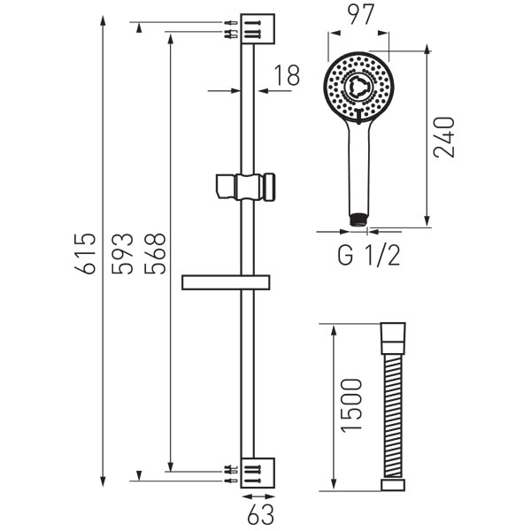 Tutti - sliding shower set