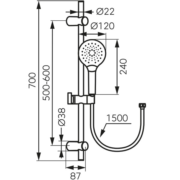 Mulo - sliding shower set, chrome
