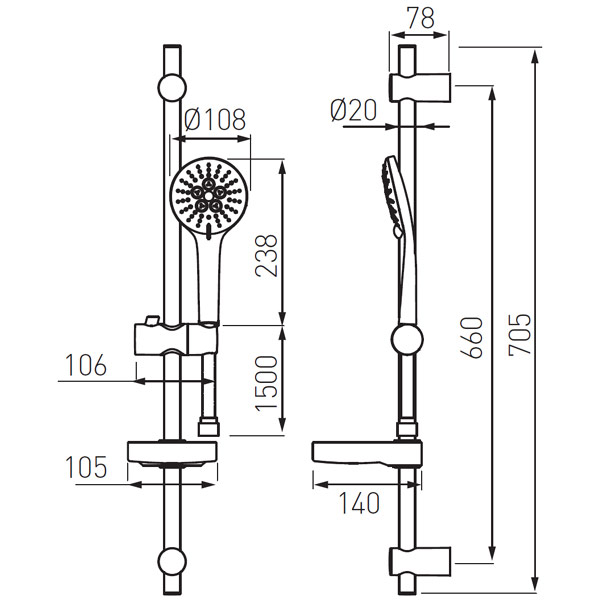 Nessa - sliding shower set