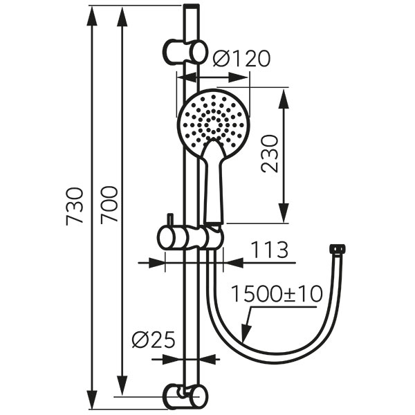 Phila - sliding shower set, chrome