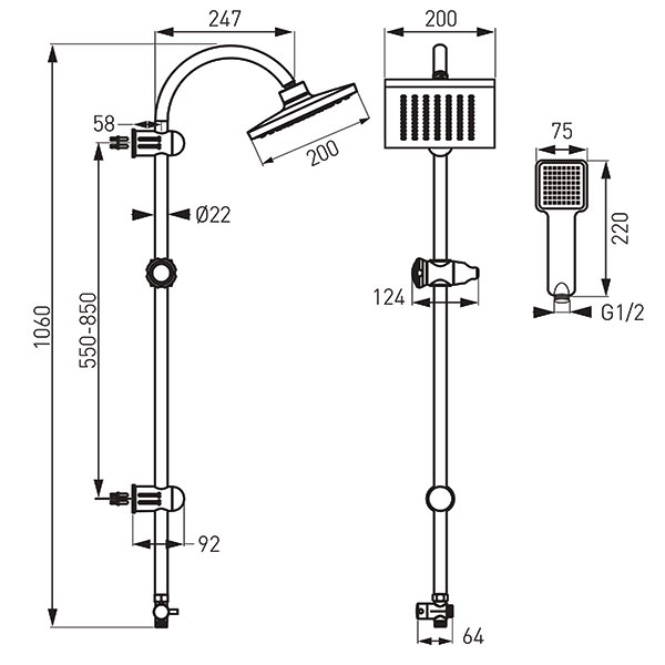 Squerto - rainfall with shower set