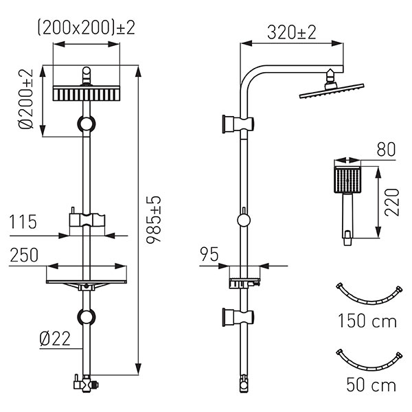 Amigo VerdeLine - rainfall with shower set