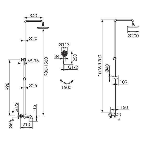 Algeo - rainfall shower system and bath mixer