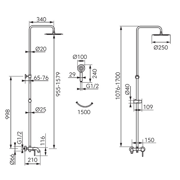 Fiesta - rainfall shower system and bath mixer