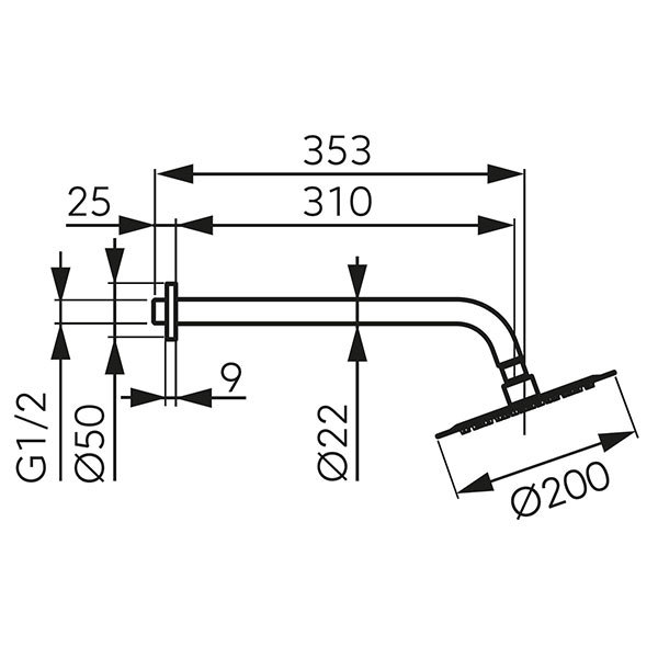 Set cap fix de dus - brat si cap de dus Slimline