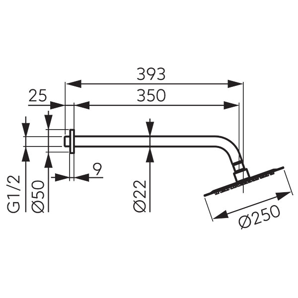 Shower set - arm with Slimline rain shower