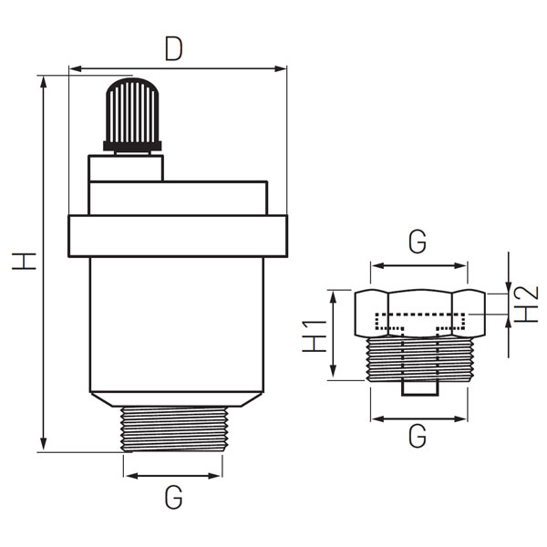 Automatic air vent with stop valve