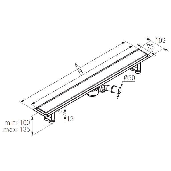 Ora - linear shower drain channel, black mat