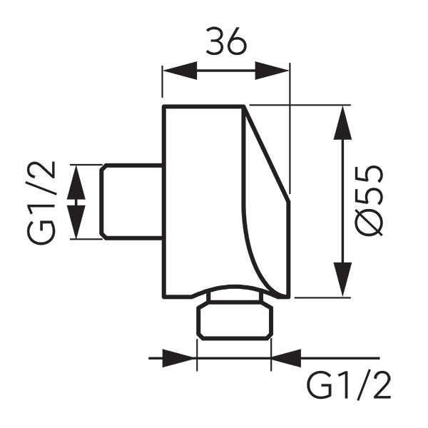 Angle connection for shower hose