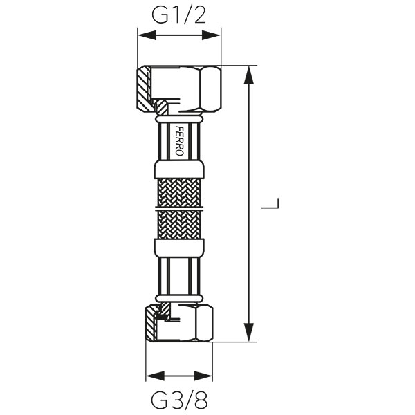 Plieninė sujungimo žarna 1/2"x3/8" vidus-vidus