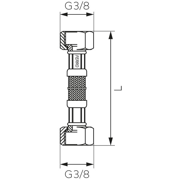 Шланг в оплётке из нержавеющей стали 3/8”x3/8” нарезно-нарезной