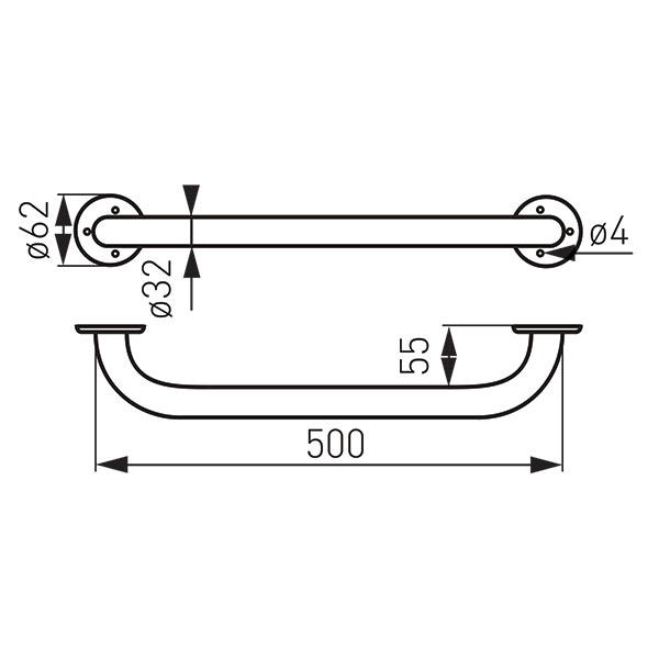 Metalia Hep - straight grab bar 500 mm