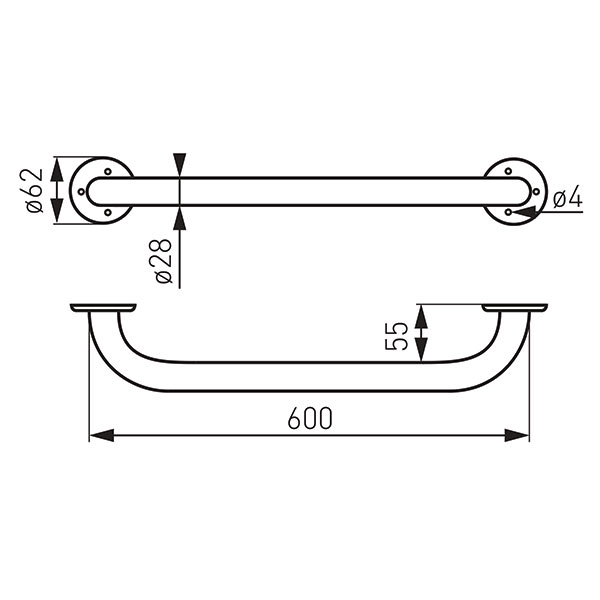 Metalia Help - ravni rukohvat 600 mm