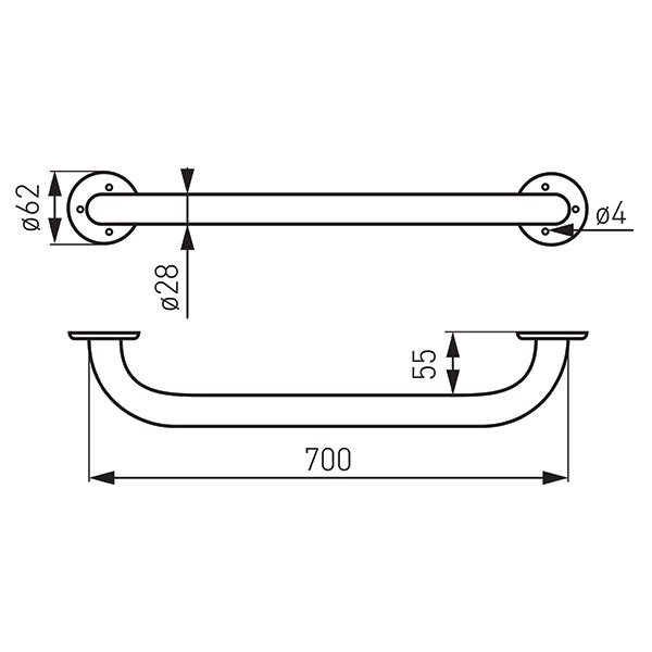 Metalia Hep - straight grab bar 700 mm