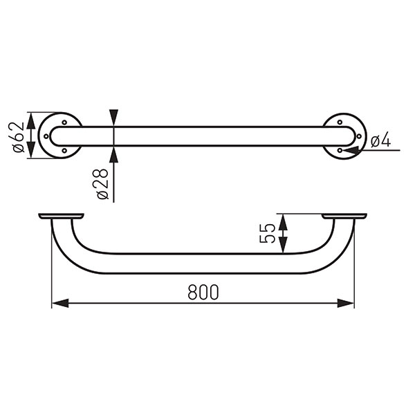 Metalia Help - ravni rukohvat 800 mm